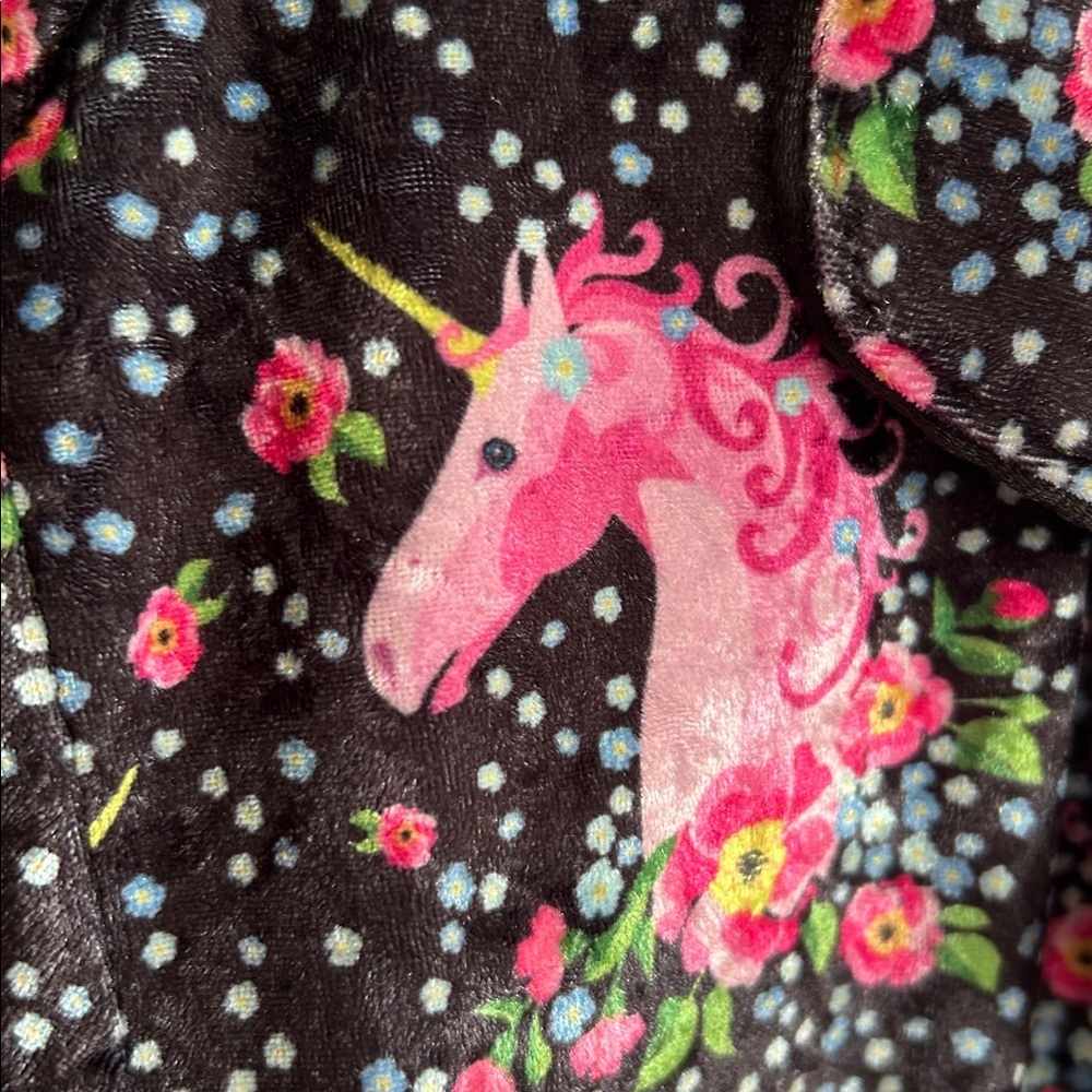 Velvet Black Pink  Floral Whimsy Sleep Shirt Coquette  Oversized  XL unicorn - Picture 3 of 13